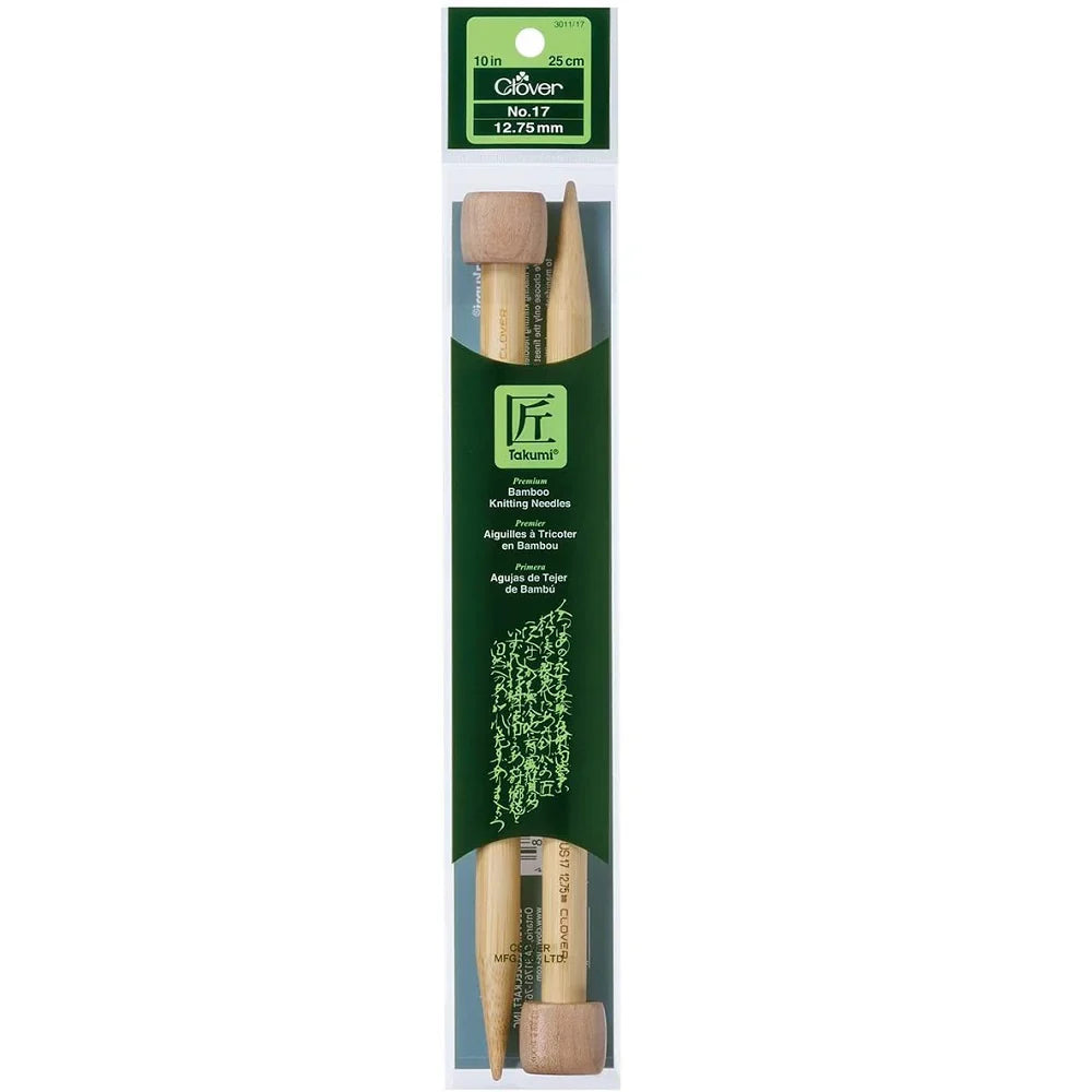Clover Bamboo Knitting Needles 10" (Sizes 17 & 19)