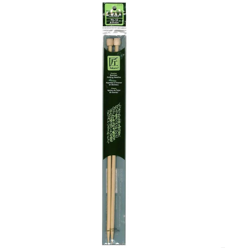 Clover Takumi Bamboo Knitting Needles 13” (Sizes 1 to 10)